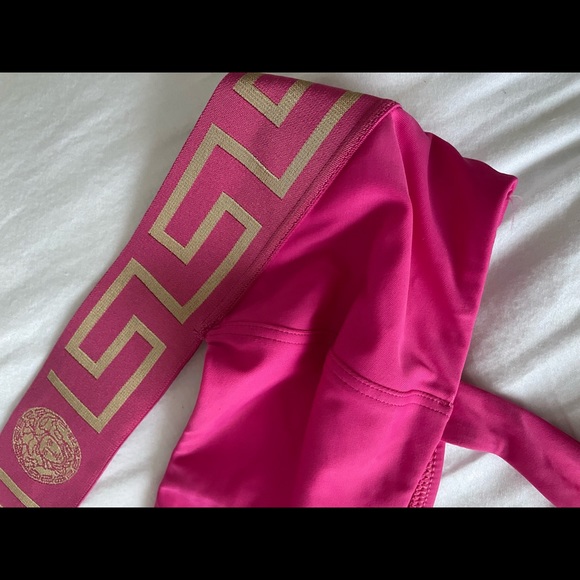 SOLD Versace Pink Greca Border Cutout One Piece Swimsuit - Picture 6 of 7